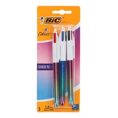 BIC 4 Colour Ballpoint Pens Gradient Design - Pack of 3-Ballpoint Pens-BIC|Stationery Superstore UK
