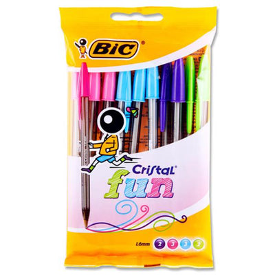 BIC Cristal Ballpoint Pens - Fun - Pack of 10-Ballpoint Pens-BIC|Stationery Superstore UK