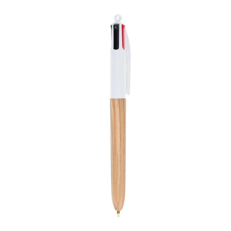 BIC 4 Colour Ballpoint Pens Wood Effect - Pack of 3-Ballpoint Pens-BIC|Stationery Superstore UK