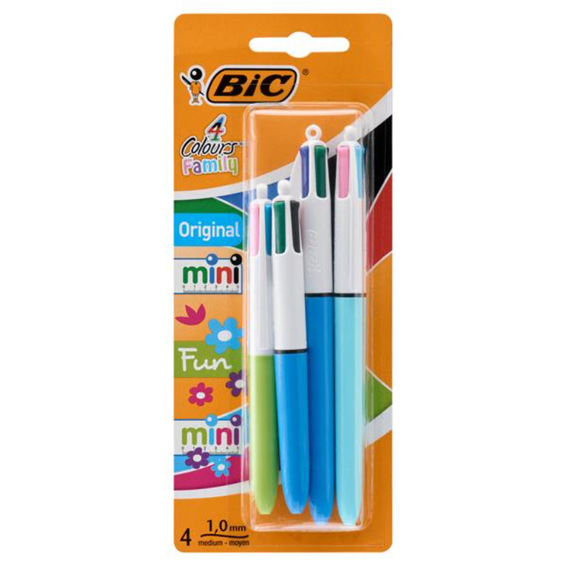 BIC 4 Colour Ballpoint Pens - Family Pack of 4