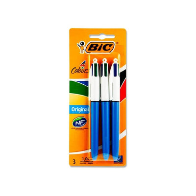 BIC 4 Colour Ballpoint Pen - Pack of 3-Ballpoint Pens-BIC|Stationery Superstore UK