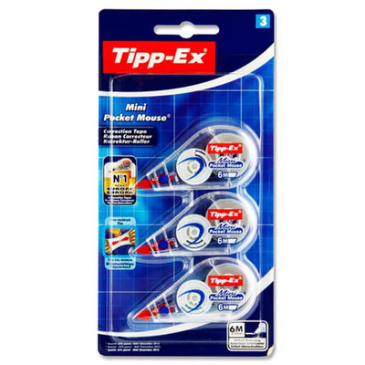 Tipp-Ex Mini Pocket Mouse Correction Tape - Pack of 3-Correction Tools-Tipp-Ex|Stationery Superstore UK