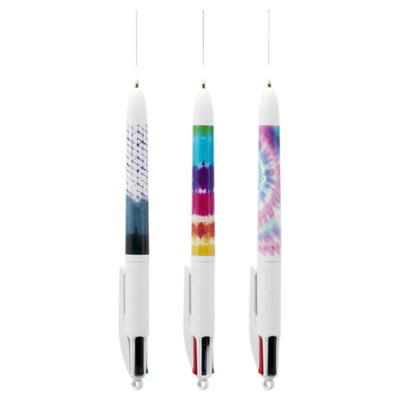 BIC 4 Colour Ballpoint Pens Tie Dye Decor - Pack of 3-Ballpoint Pens-BIC|Stationery Superstore UK