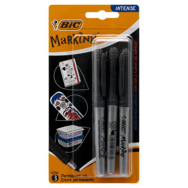 BIC Intensity Pocket Marker Black - Pack of 3-Markers-BIC|Stationery Superstore UK