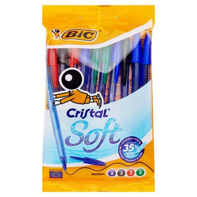 BIC Cristal Soft Touch Ballpoint Pen - Pack of 10-Ballpoint Pens-BIC|Stationery Superstore UK