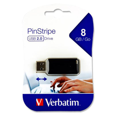 Verbatim Pinstripe USB 2.0 Drive - 8 GB-Computer Accessories-Verbatim|Stationery Superstore UK
