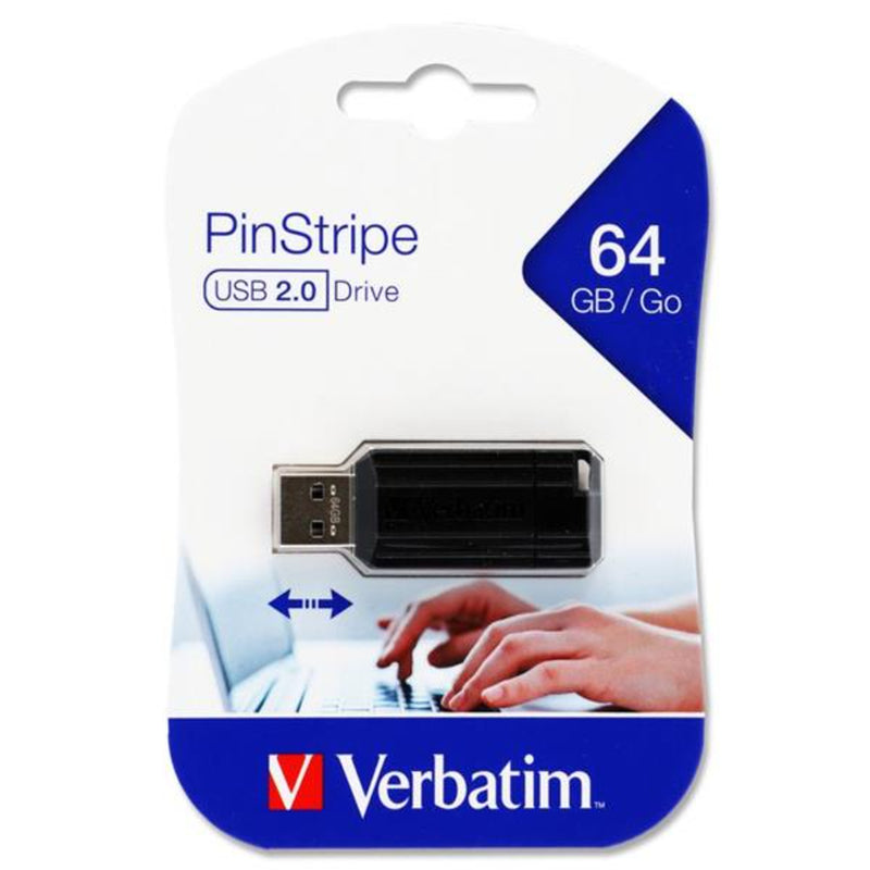 Verbatim Pinstripe USB 2.0 Drive - 64 GB