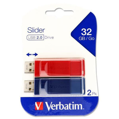 Verbatim Store'n Go USB Slider USB 2.0 Drive - 32 GB - Pack of 2-Computer Accessories-Verbatim|Stationery Superstore UK