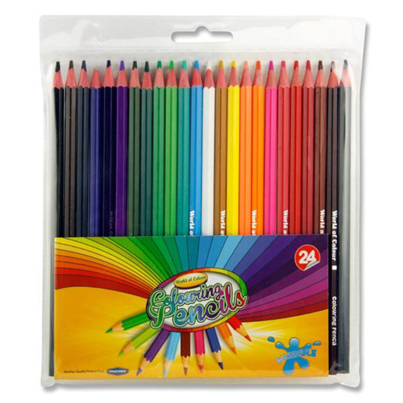 World of Colour Wallet of 24 Washable Full Size Colouring Pencils
