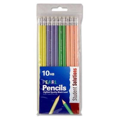 Student Solutions Wallet of 10 HB Eraser Tipped Pencils - Pearl-Pencils-Student Solutions|Stationery Superstore UK