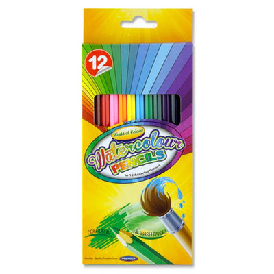 World of Colour Box of 12 Watercolour Colouring Pencils-Watercolour Pencils-World of Colour|Stationery Superstore UK