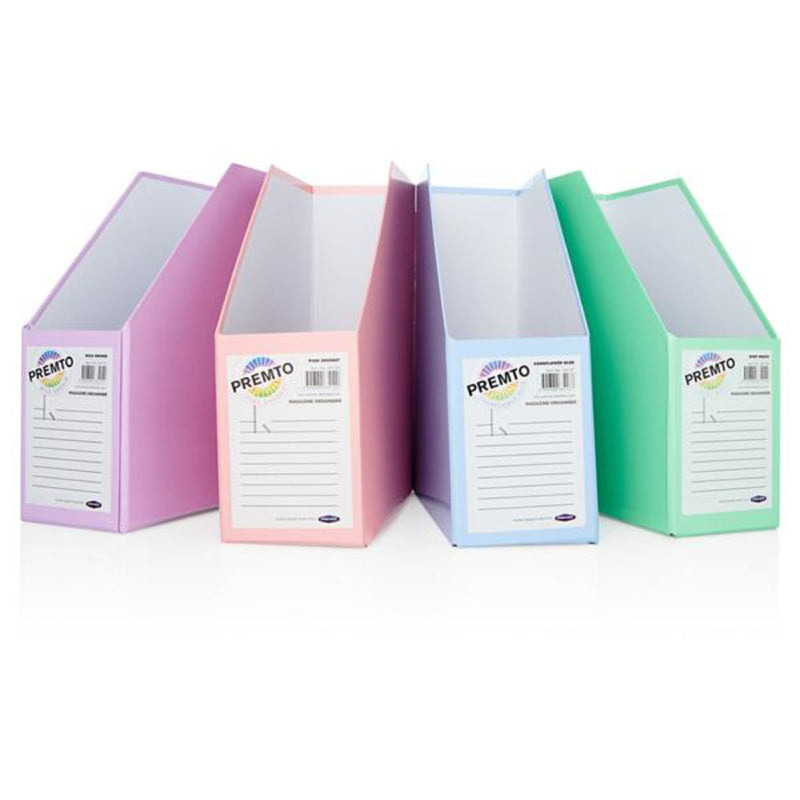 Premto Multipack | Pastel Magazine Organisers - Made of Heavy Duty Cardboard - Pack of 4-Magazine Organiser-Premto|Stationery Superstore UK