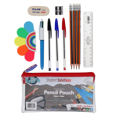 Stationery Multipack | 200x115mm Transparent Pencil Case Pack - Option 2-Stationery Sets-Premier|Stationery Superstore UK