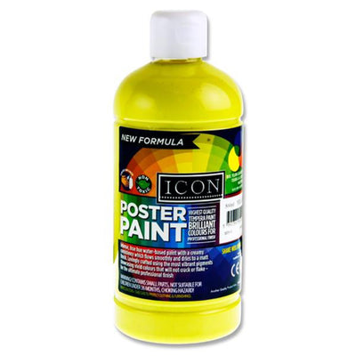 Icon Poster Paint - 500ml - Lemon Yellow-Craft Paints-Icon|Stationery Superstore UK