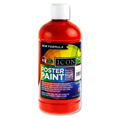 Icon Poster Paint - 500ml - Scarlet Red-Craft Paints-Icon|Stationery Superstore UK