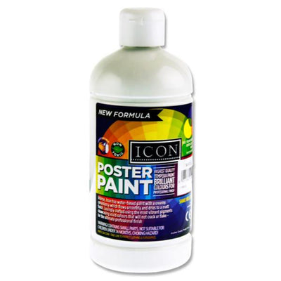 Icon Poster Paint - 500ml - White-Craft Paints-Icon|Stationery Superstore UK