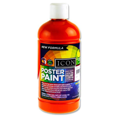 Icon Poster Paint - 500ml - Orange-Craft Paints-Icon|Stationery Superstore UK