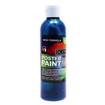 Icon Glitter Poster Paint - 300ml - Blue-Glitter Craft Paints-Icon|Stationery Superstore UK