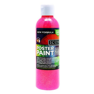 Icon Glitter Poster Paint - 300ml - Pink-Glitter Craft Paints-Icon|Stationery Superstore UK