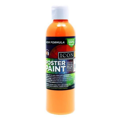 Icon Fluorescent Poster Paint - 300ml - Fizzy Orange-Fluorescent Craft Paints-Icon|Stationery Superstore UK