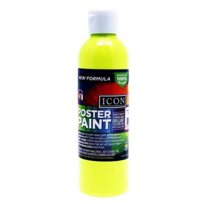 Icon Fluorescent Poster Paint - 300ml - Sunburst Yellow-Fluorescent Craft Paints-Icon|Stationery Superstore UK