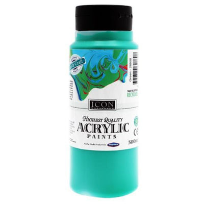 Icon Highest Quality Acrylic Paint - 500ml - Green-Acrylic Paints-Icon|Stationery Superstore UK