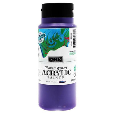 Icon Highest Quality Acrylic Paint - 500ml - Violet-Acrylic Paints-Icon|Stationery Superstore UK