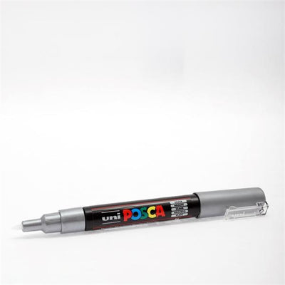 Uni Posca PC-1M 0.7mm Round Tip Ultra Fine Permanent Marker - Silver-Markers-Uni|Stationery Superstore UK