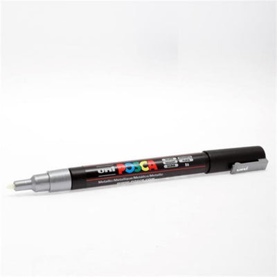 Uni Posca PC-3M Fine Line Bullet Tip Permanent Marker - Silver-Markers-Uni|Stationery Superstore UK