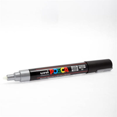 Uni Posca PC-5M Medium Line Bullet Tip Permanent Marker - Silver-Markers-Uni|Stationery Superstore UK