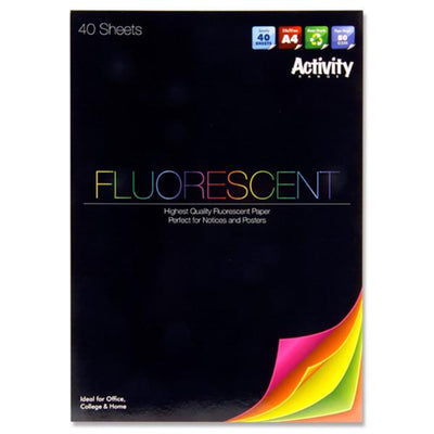 Premier Activity A4 Fluorescent Pad - 40 Sheets-Colour Paper-Premier|Stationery Superstore UK