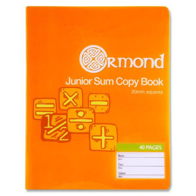 Ormond Squared Paper Durable Cover Junior Sum Copy Book - 20mm Squares - 40 Pages-Copy Books-Ormond|Stationery Superstore UK