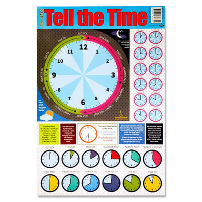 Clever Kidz Wall Chart - Tell the Time-Educational Posters-Clever Kidz|Stationery Superstore UK