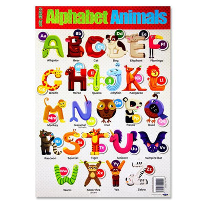 Clever Kids Wall Chart - Learn the Alphabet with Animals-Educational Posters-Clever Kidz|Stationery Superstore UK