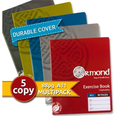 Ormond Multipack | A11 Durable Cover Exercise Book - 88 Pages - Bold - Pack of 5-Exercise Books-Ormond|Stationery Superstore UK