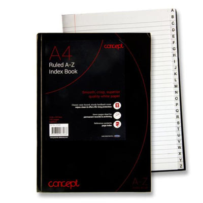 Concept A4 A-Z Index Book - 192 Pages-A4 Notebooks-Concept|Stationery Superstore UK