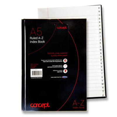 Concept A5 A-Z Index Book - 192 Pages-A5 Notebooks-Concept|Stationery Superstore UK