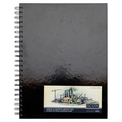Icon A4 Wiro Hardcover Sketch Pad - 135gsm - 50 Sheets-Sketchbooks-Icon|Stationery Superstore UK