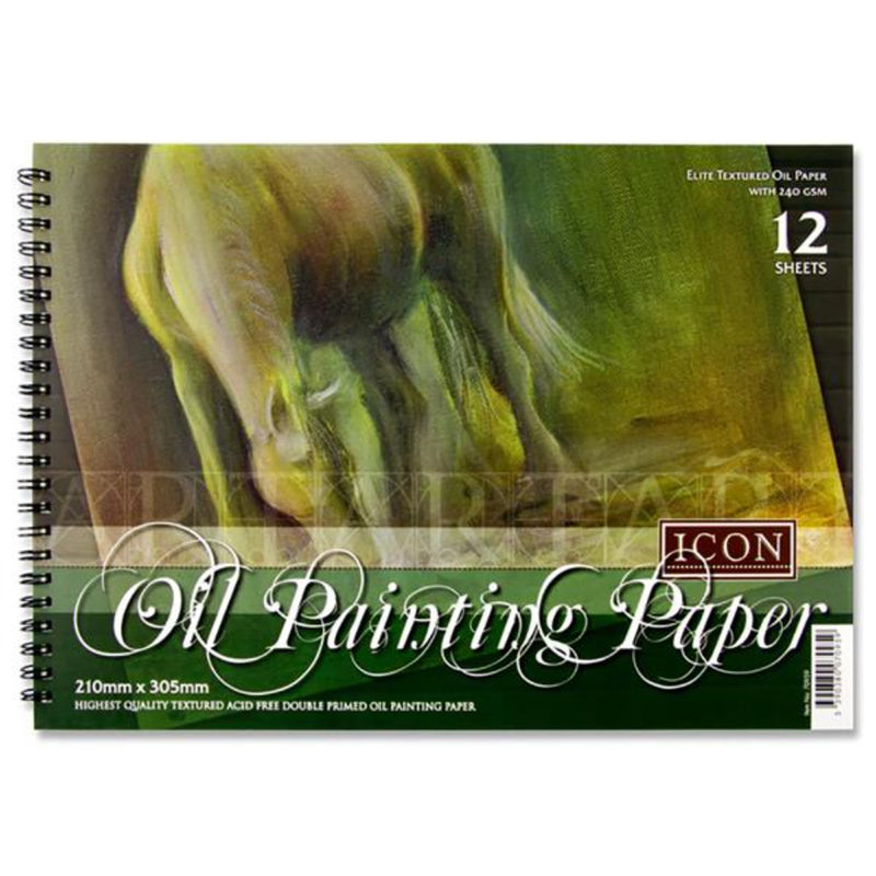 Icon A4 Spiral Oil Painting Pad - 240 gsm - 12 Sheets-Drawing & Painting Paper-Icon|Stationery Superstore UK