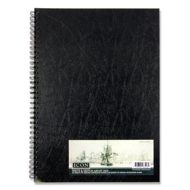 Icon A4 Wiro Write & Sketch Book - 60 Sheets-Sketchbooks-Icon|Stationery Superstore UK