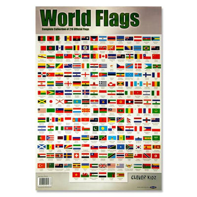 Clever Kidz Wall Chart - World Flags & Capitals-Educational Posters-Clever Kidz|Stationery Superstore UK