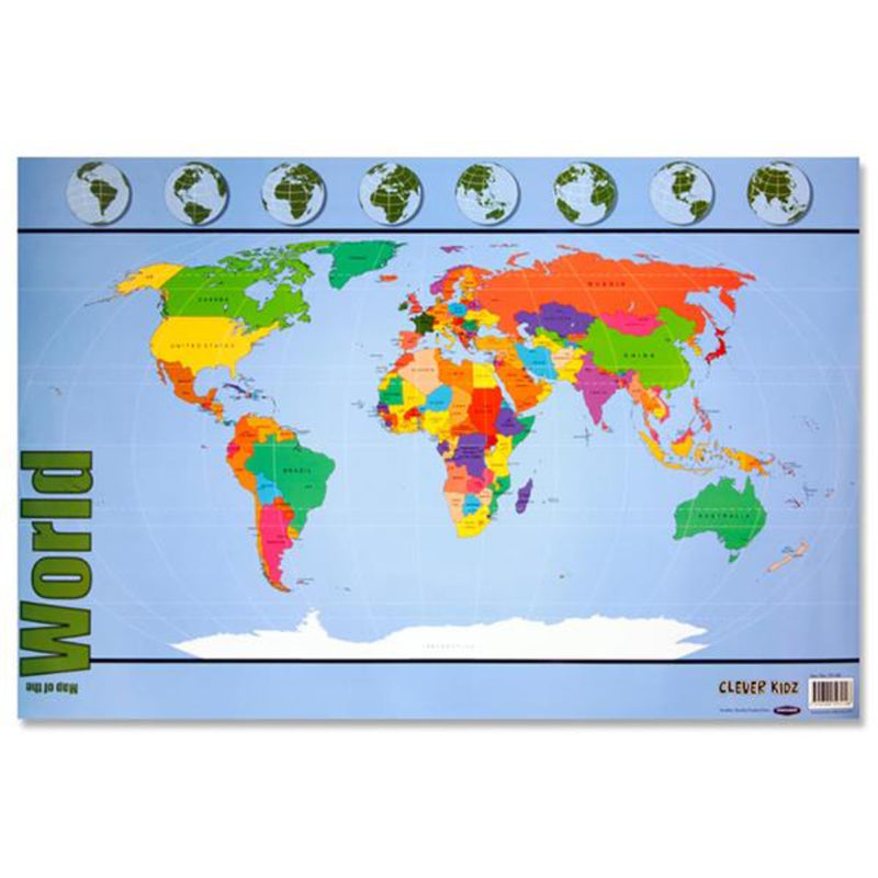 Clever Kidz Wall Chart - Map of The World-Educational Posters-Clever Kidz|Stationery Superstore UK