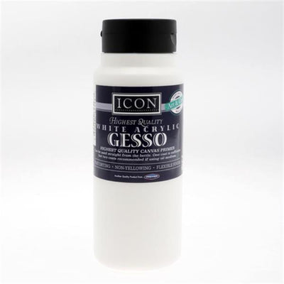 Icon Highest Quality White Acrylic Gesso Canvas Primer - 500ml Bottle-Acrylic Paints-Icon|Stationery Superstore UK
