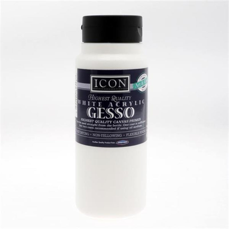Icon Highest Quality White Acrylic Gesso Canvas Primer - 500ml Bottle