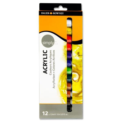 Daler Rowney Simply... Acrylic Paints - Box of 12-Paint Sets-Daler Rowney|Stationery Superstore UK