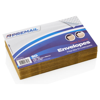 Premail BRE Peel & Seal Envelopes - 89 x 152mm - Manilla - Pack of 50