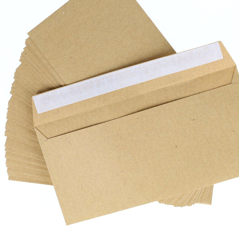 Premail DL Peel & Seal Envelopes - 110 x 220mm - Manilla - Pack of 50-Envelopes-Premail|Stationery Superstore UK