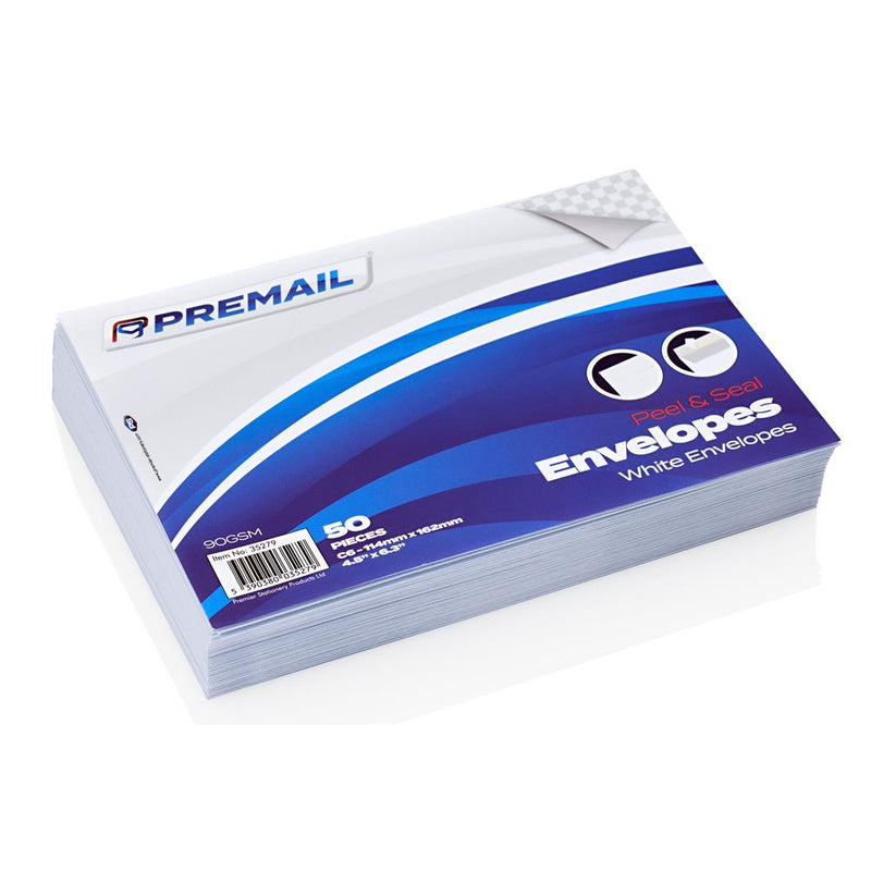 Premail C6 Peel & Seal Envelopes - White - Pack of 50-Envelopes-Premail|Stationery Superstore UK