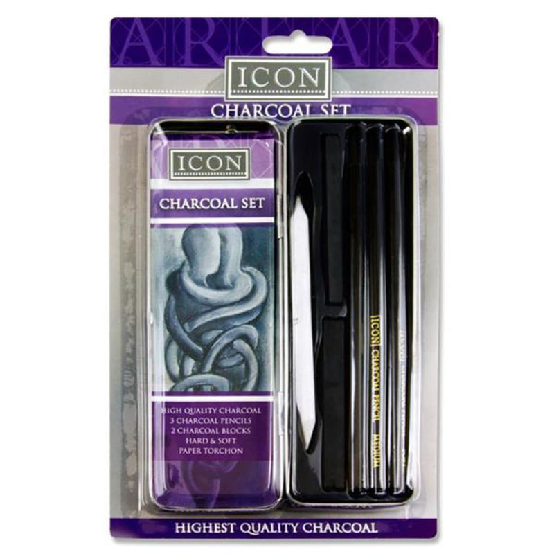 Icon Highest Quality Charcoal Set in Tin-Artist Sets-Icon|Stationery Superstore UK
