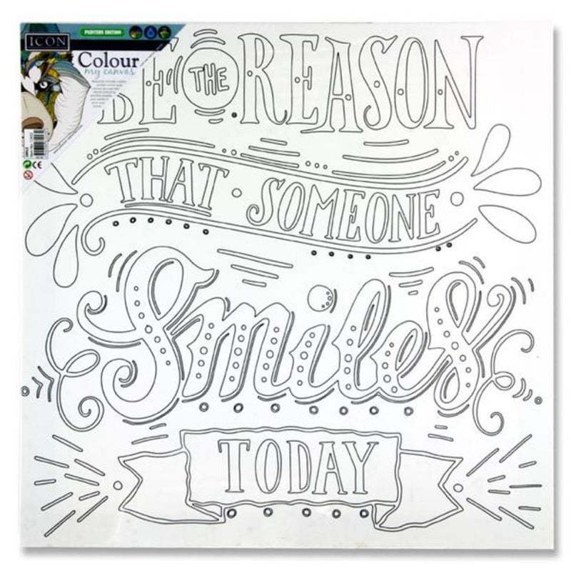 Icon Colour My Canvas - 300mm x 300mm - Smile-Colour-in Canvas-Icon|Stationery Superstore UK